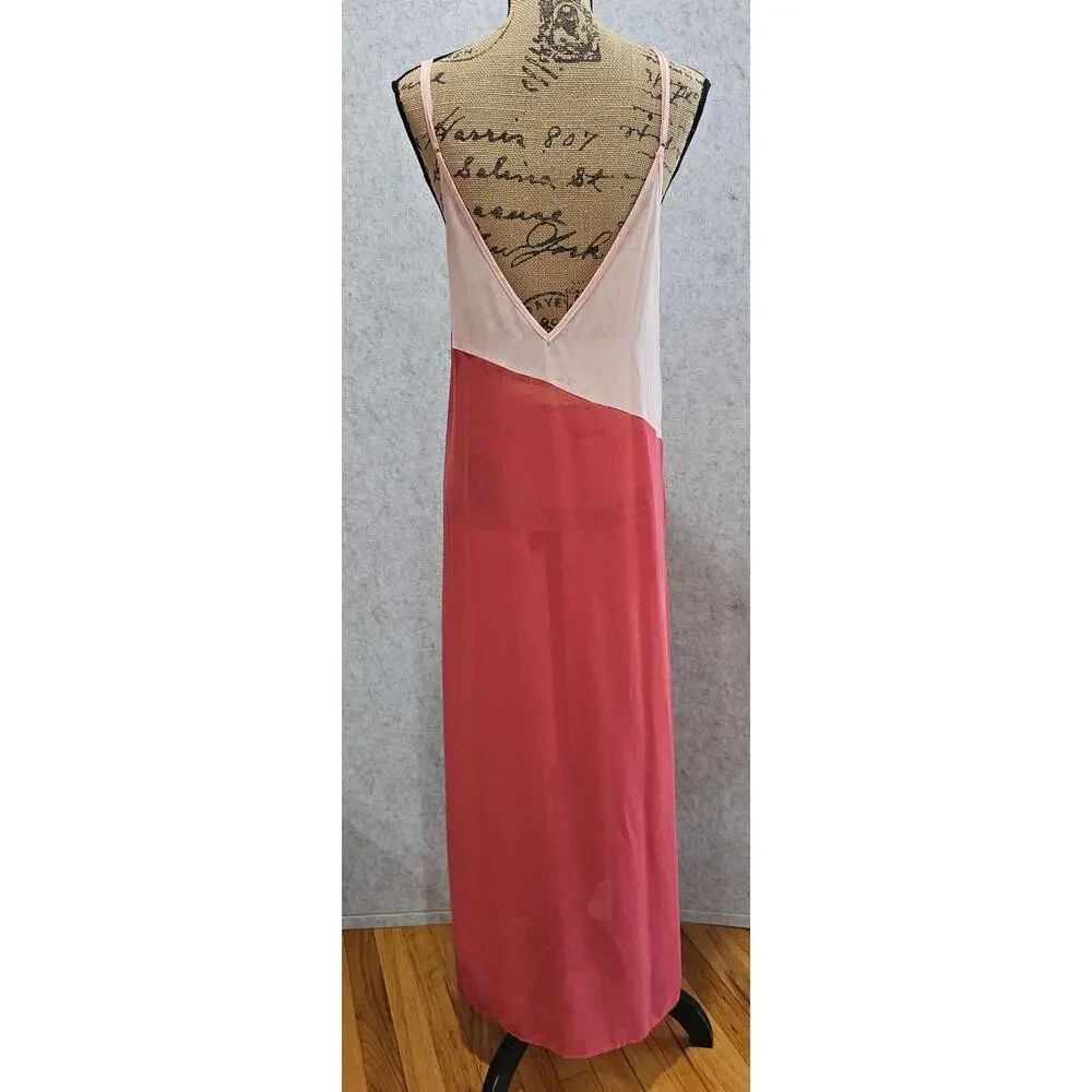 Lulus Seaside Retreat Red And Blush Maxi Swim Cover up, Side Slit, New Sz S